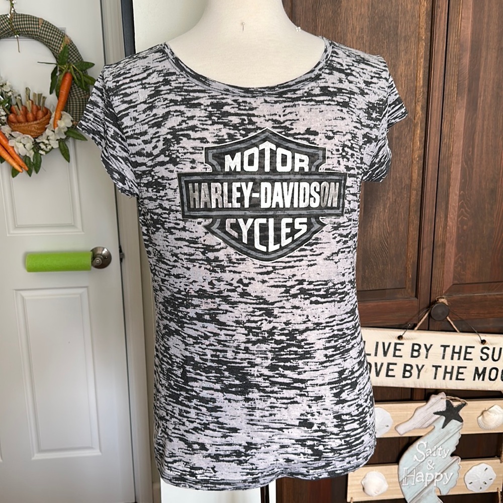 Harley sheer-ish tee shirt, gray size XL women’s. Short sleeve. Non smoking home